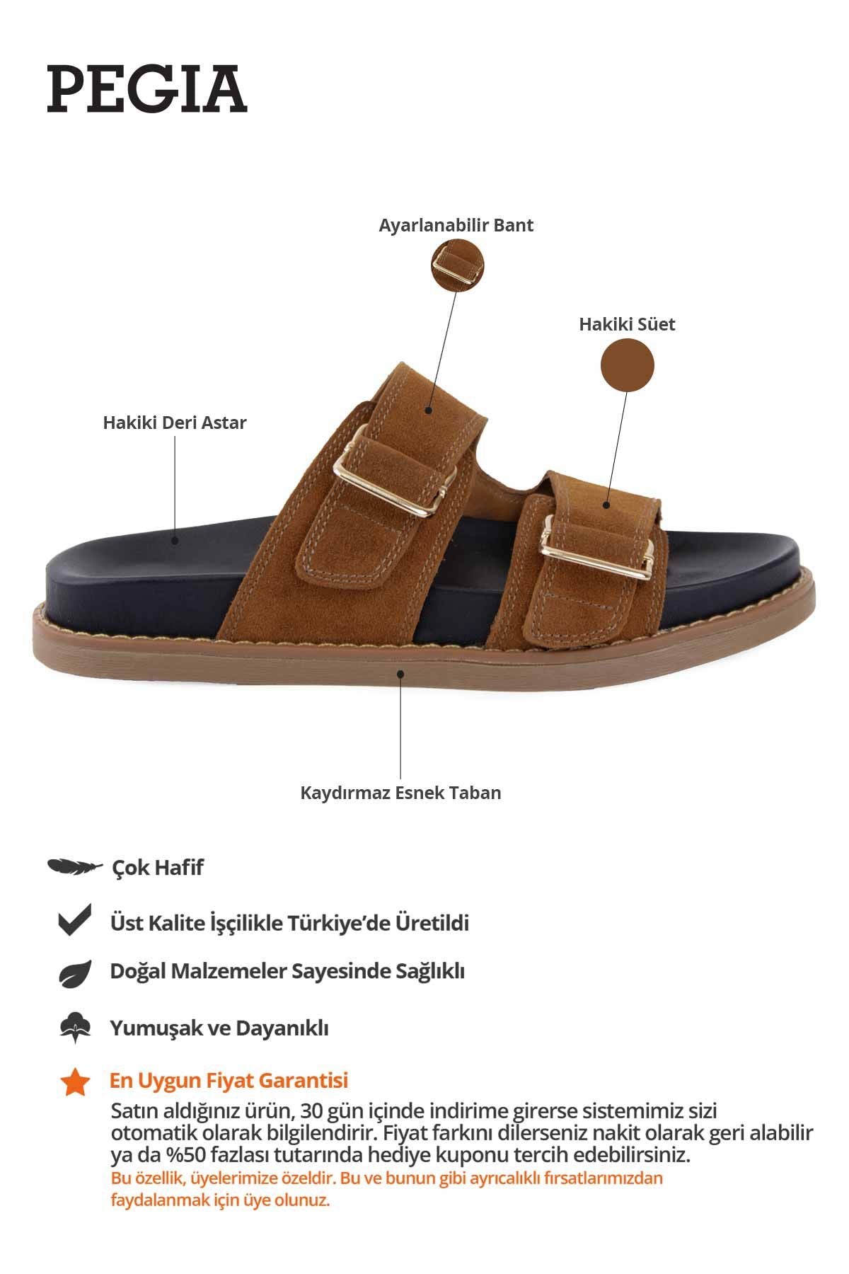 Tokalı Süet Kadın Terlik 215567 Taba