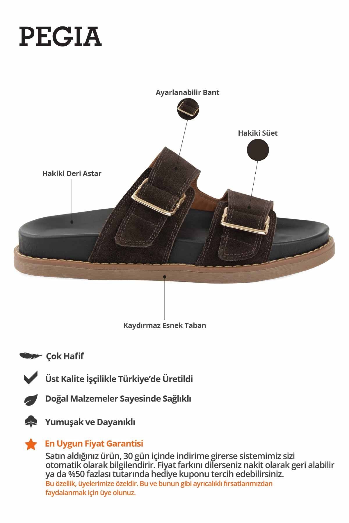 Tokalı Süet Kadın Terlik 215567 Kahve