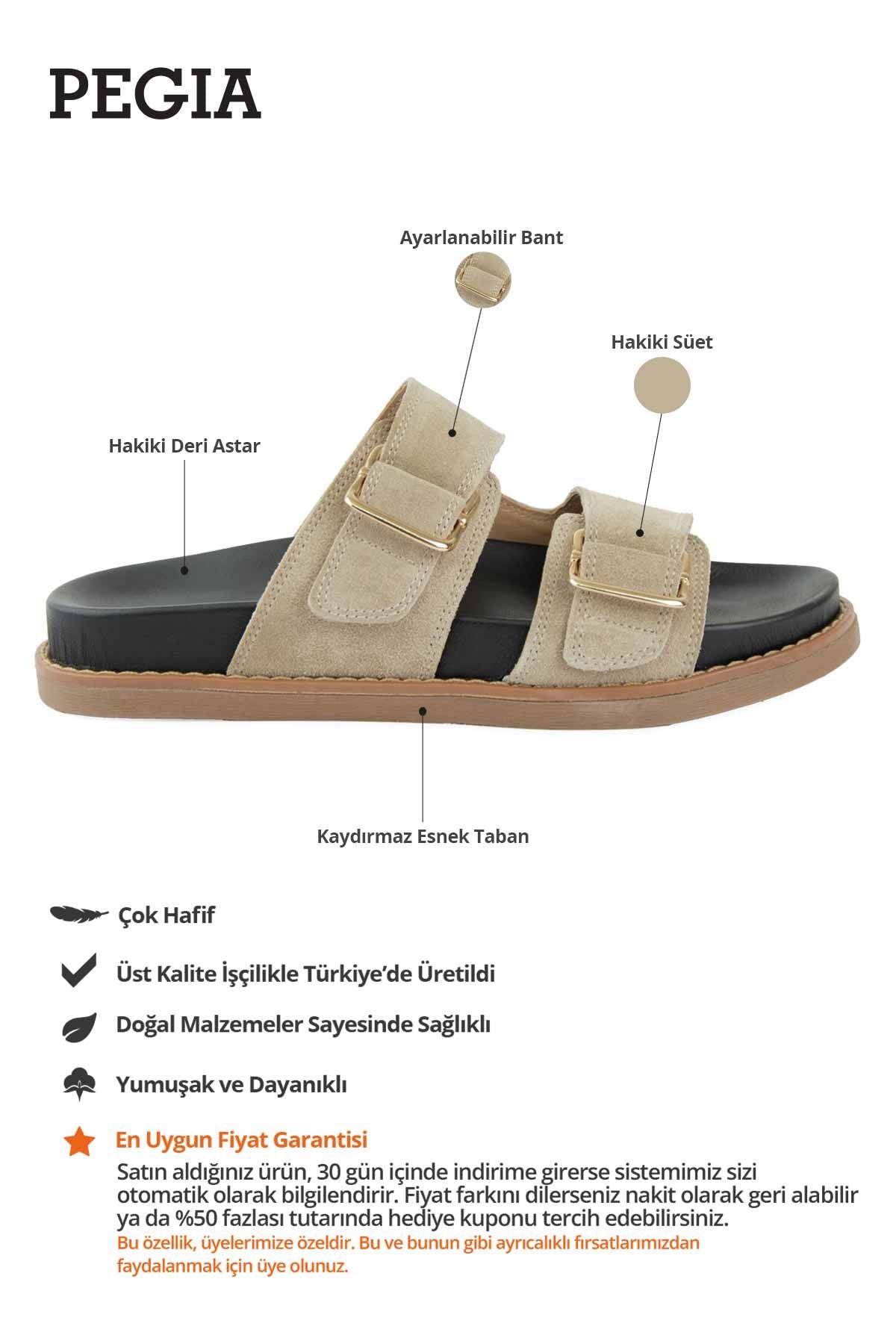 Tokalı Süet Kadın Terlik 215567 Bej