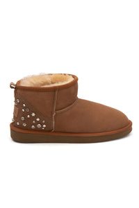 Women's Mini Boot with Heel Detail 191132 Tobacco