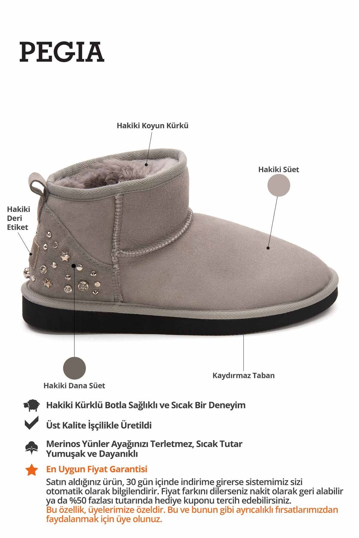 Topuk Detaylı Kadın Mini Bot 191132 Gri