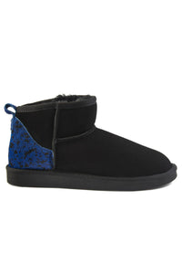 Fur Mini Boot with Heel Detail 191142 Blue