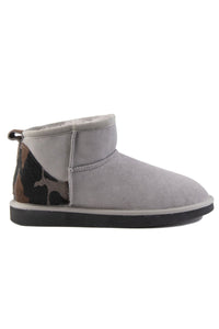 Heel-Detail Shearling Mini Boot 191143 Gray