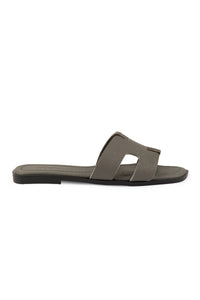 Vibe Women's Leather Slippers 215540 Dark Grey