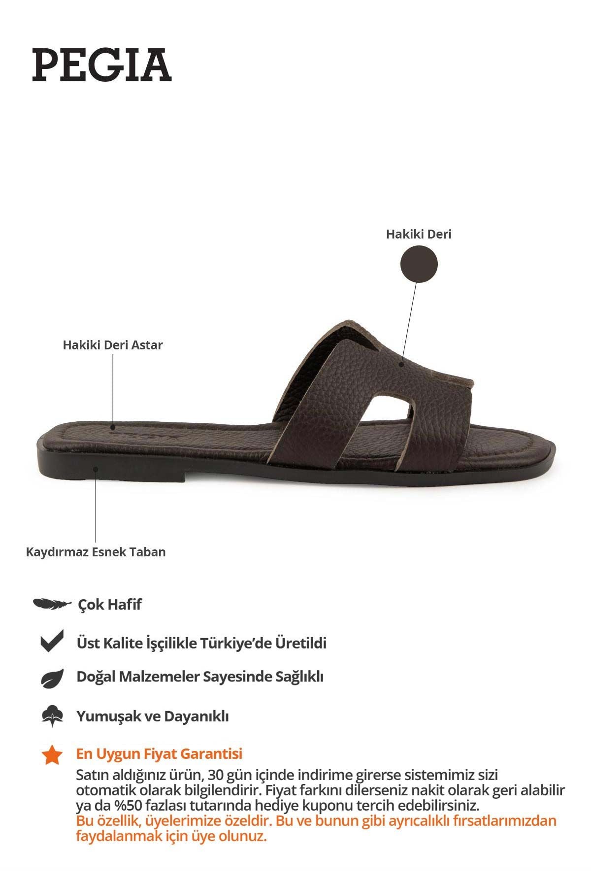 Vibe Kadın Deri Terlik 215540 Kahve