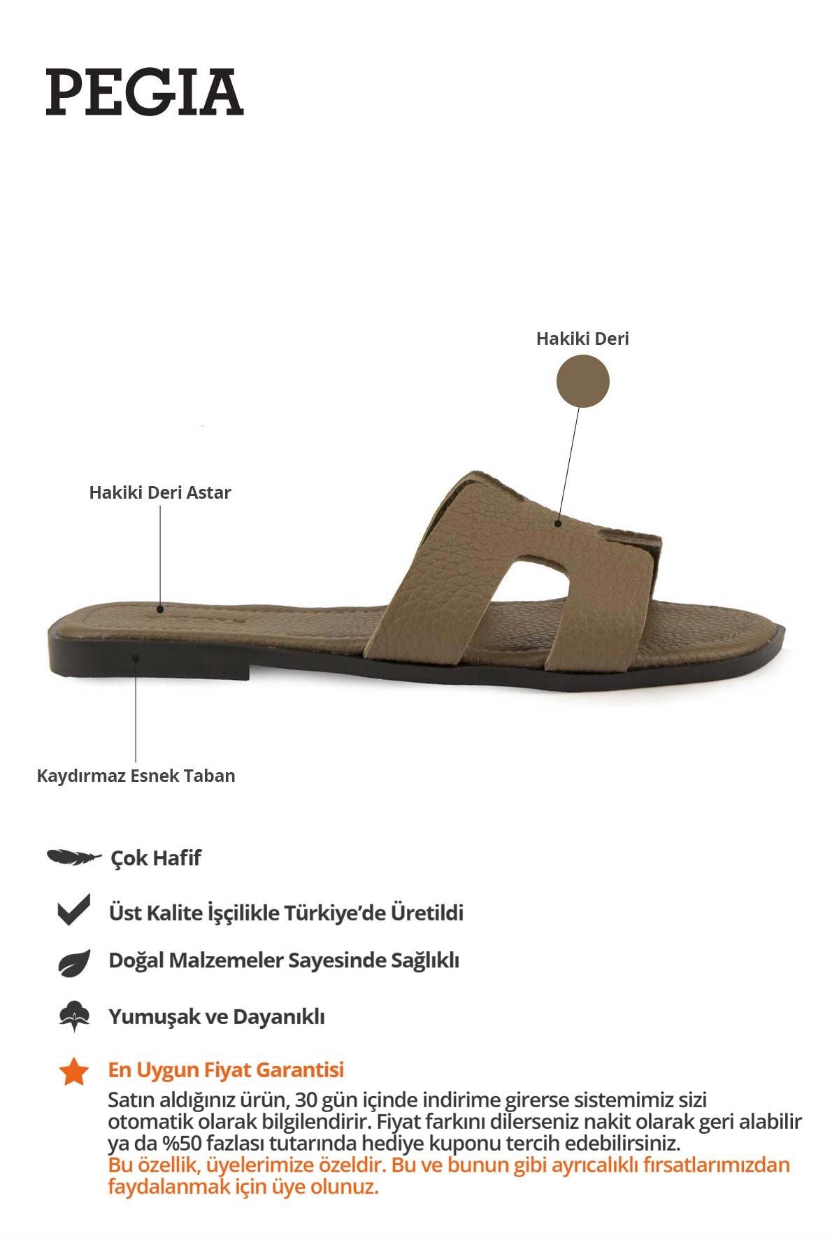Vibe Kadın Deri Terlik 215540 Vizon