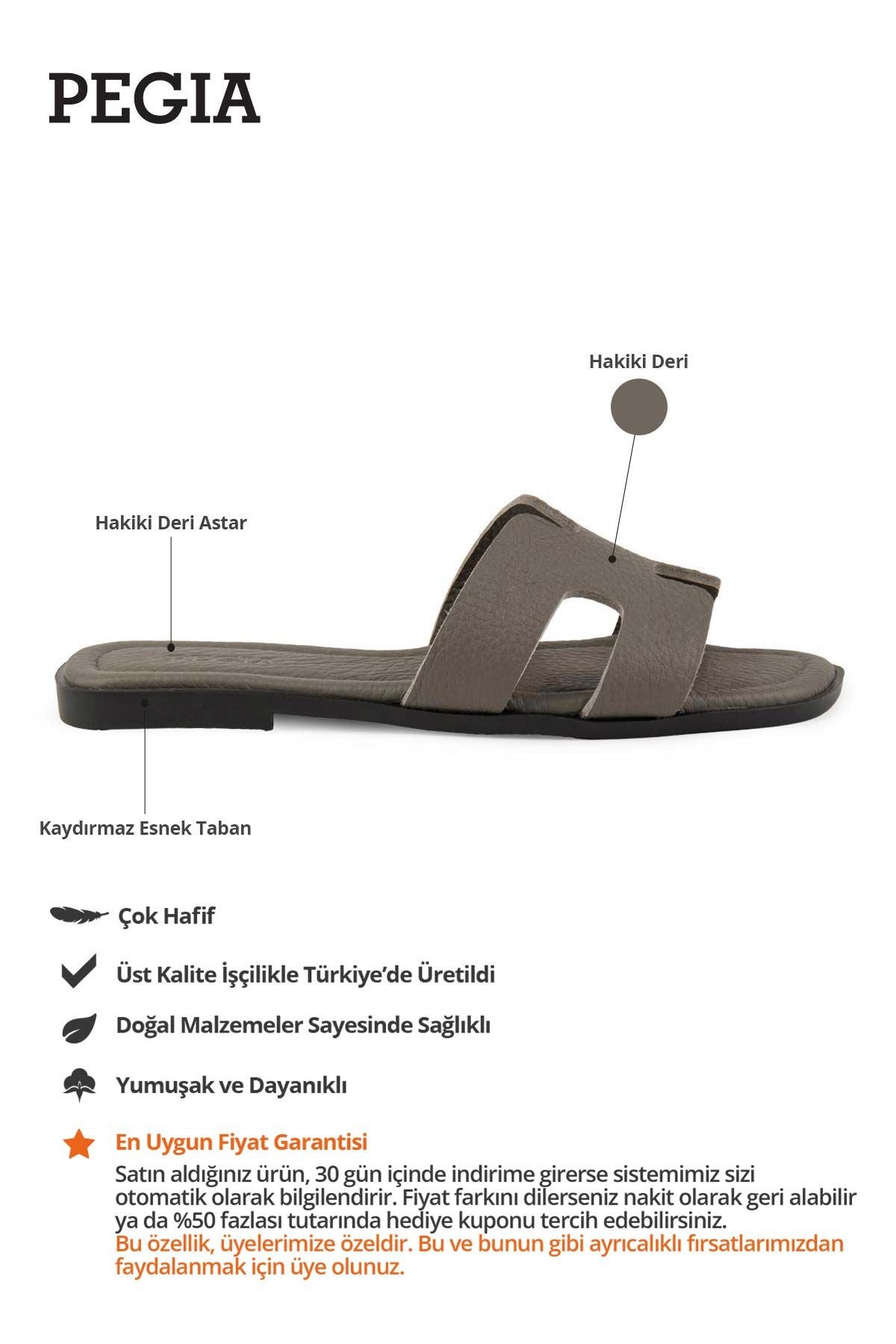 Vibe Kadın Deri Terlik 215540 Koyu Gri