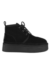 Women's Fur-Lined Platform Boots 191310 Black