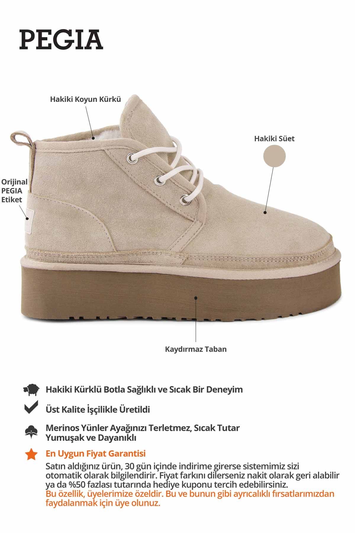 Yüksek Taban İçi Kürklü Kadın Bot 191310 Bej