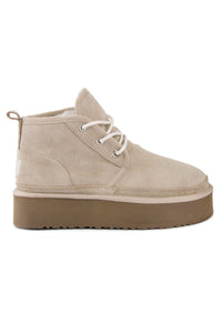 Women's Fur-Lined Platform Boots 191310 Beige