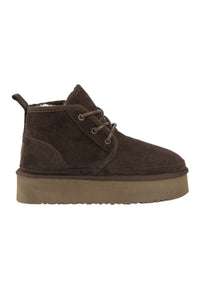 Women's Fur-Lined Platform Boots 191310 Brown