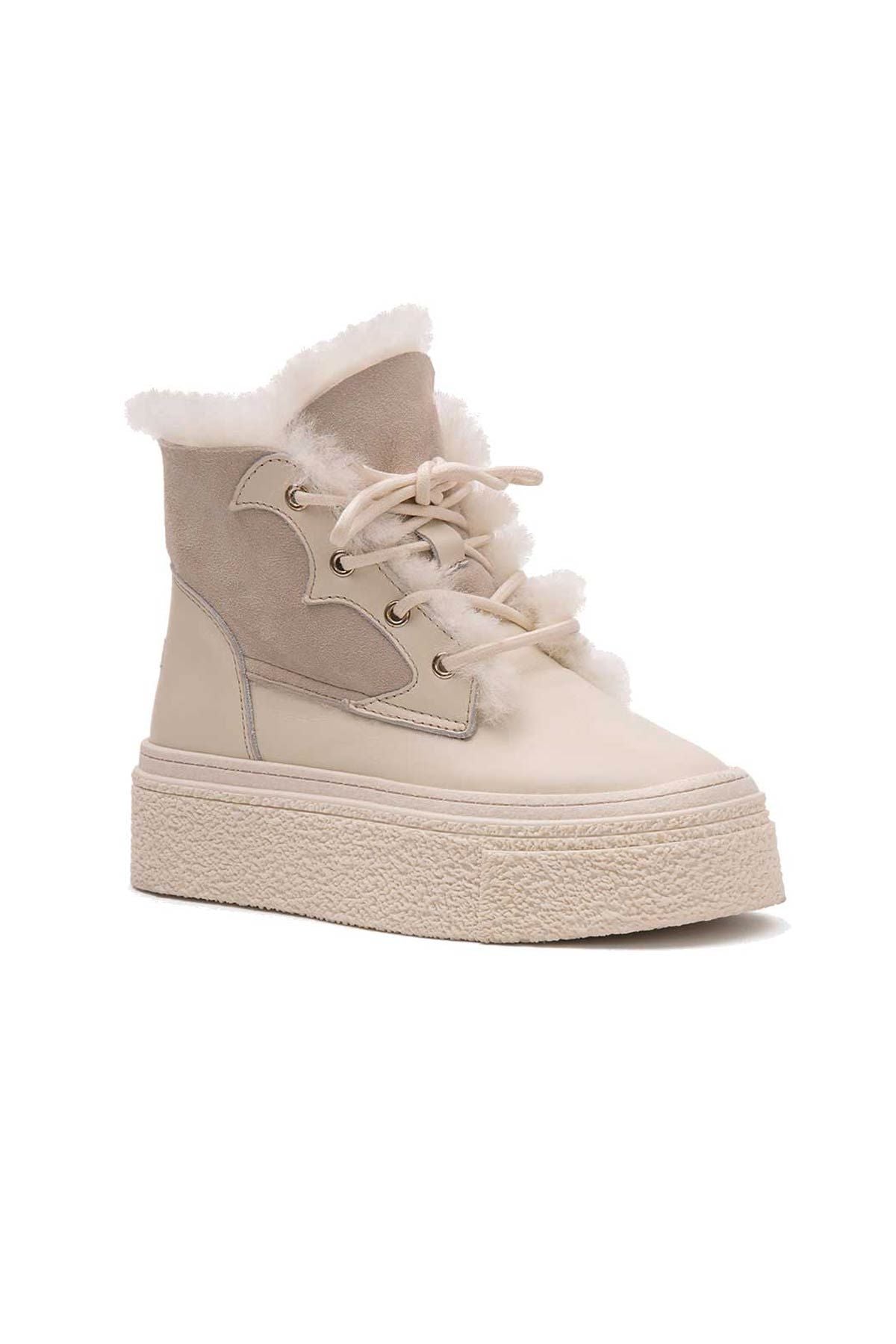 Yüksek Taban Kadın Sneaker 191351 Bej