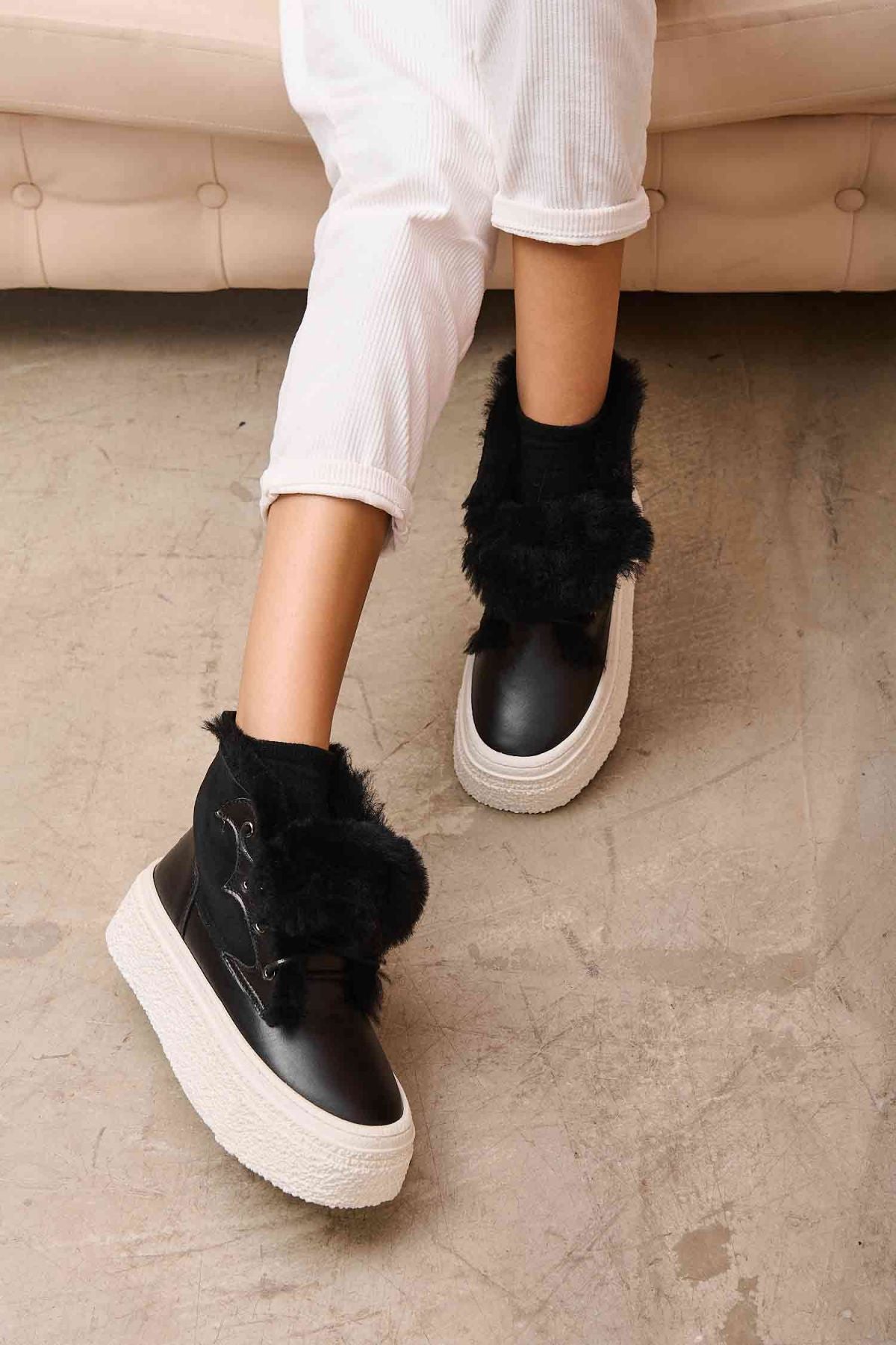 Yüksek Taban Kadın Sneaker 191351 Siyah