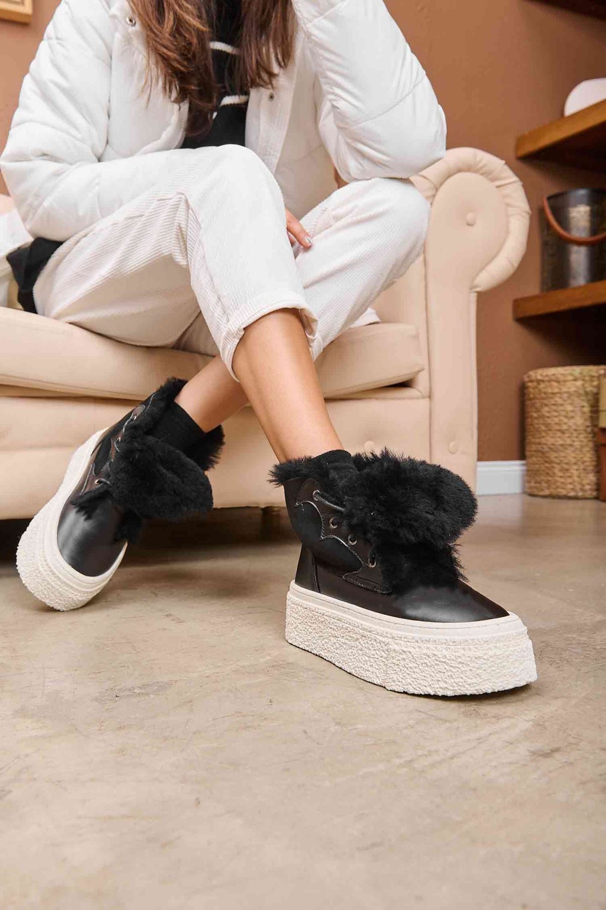 Yüksek Taban Kadın Sneaker 191351 Siyah