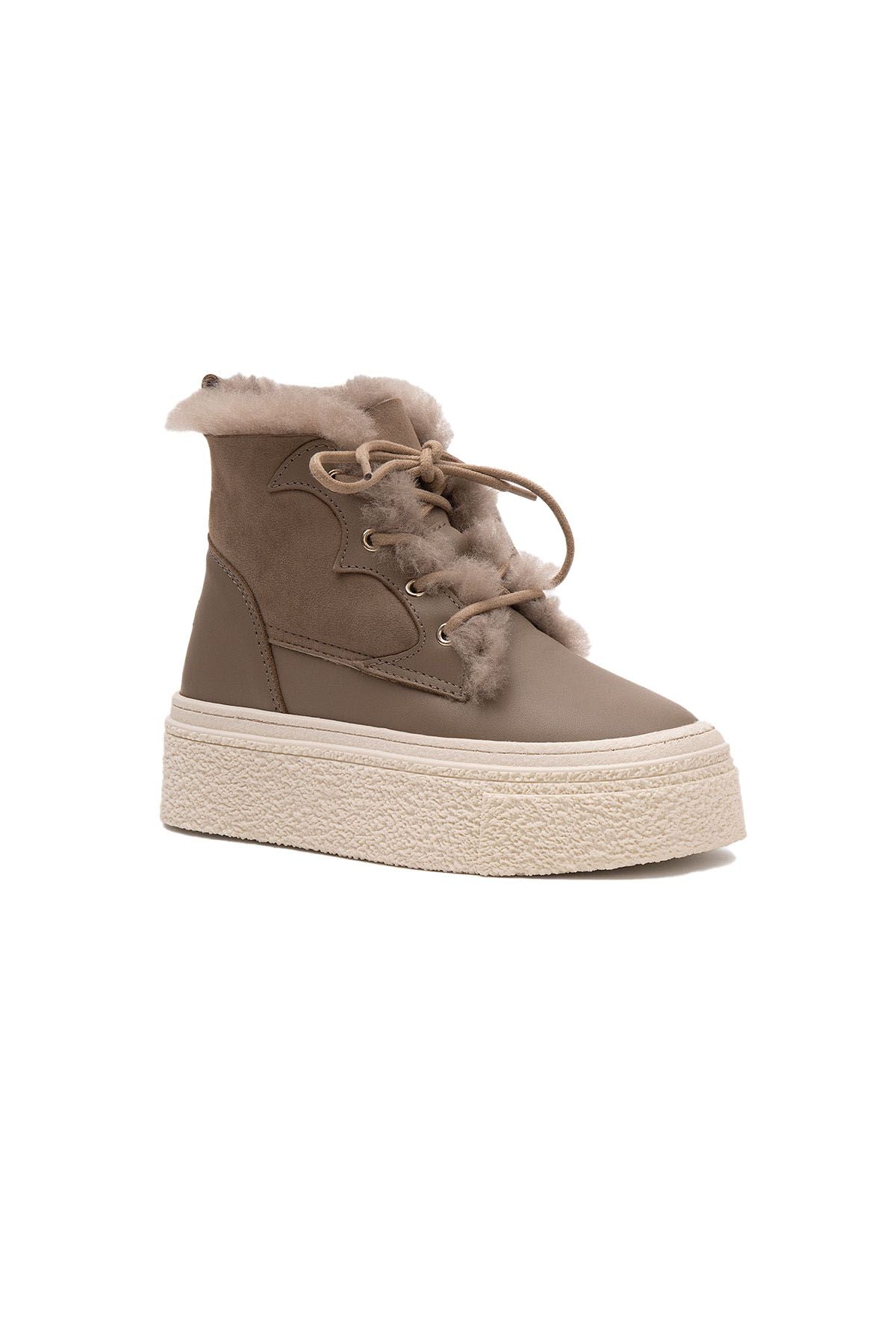 Yüksek Taban Kadın Sneaker 191351 Vizon