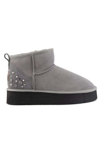 Women's Embellished Platform Boots 191302 Grey