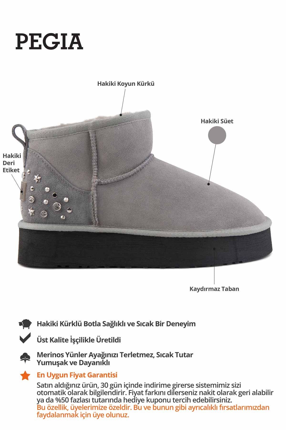 Yüksek Taban Taşlı Kadın Bot 191302 Gri