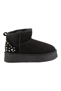 Women's Embellished Platform Boots 191302 Black