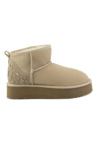 Women's Embellished Platform Boots 191302 Beige