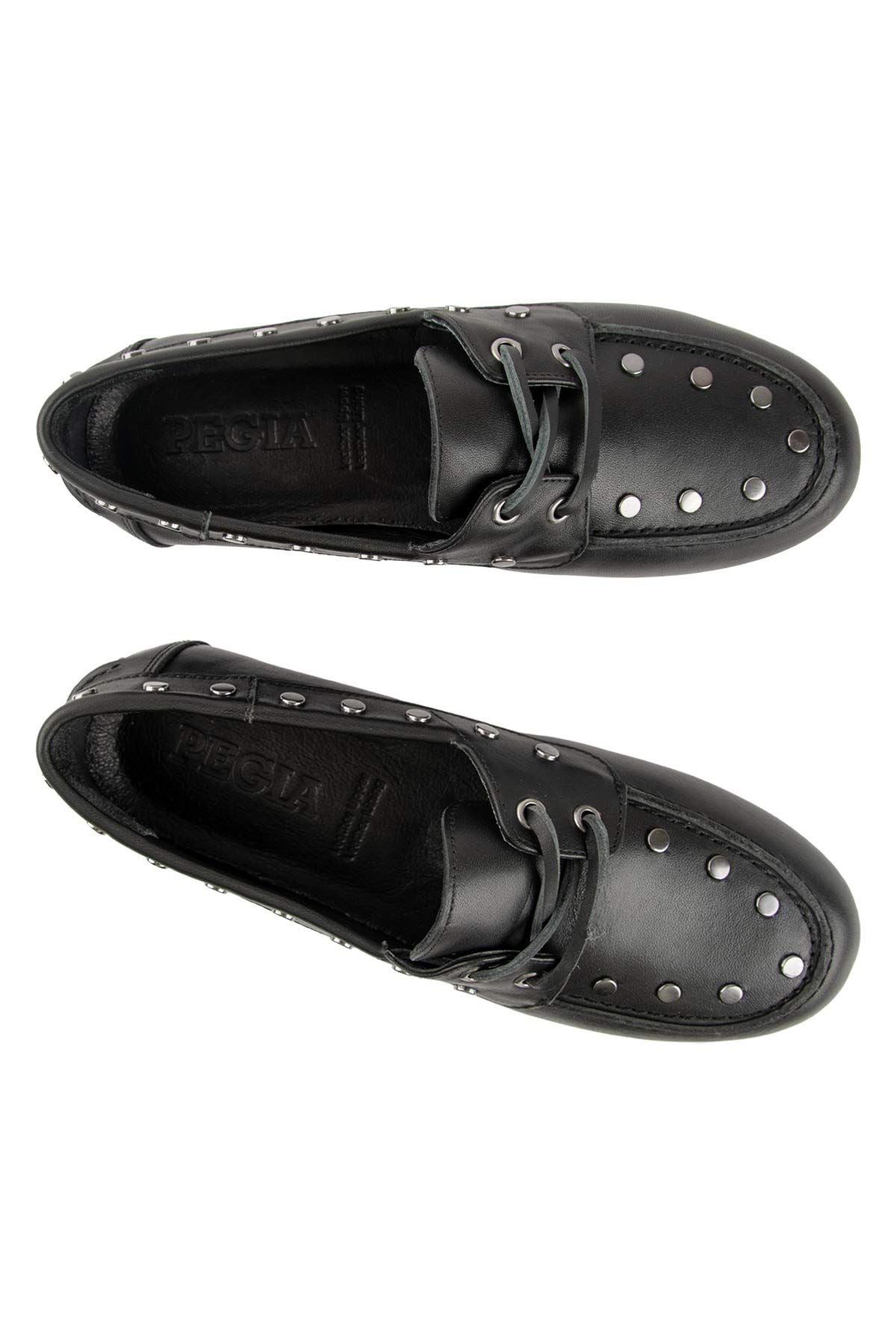 Zımbalı Deri Kadın Loafer 700921 Siyah