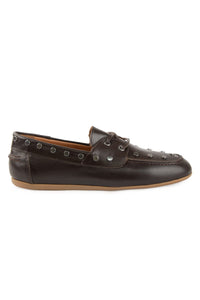Zımbalı Deri Kadın Loafer 700921 Kahve