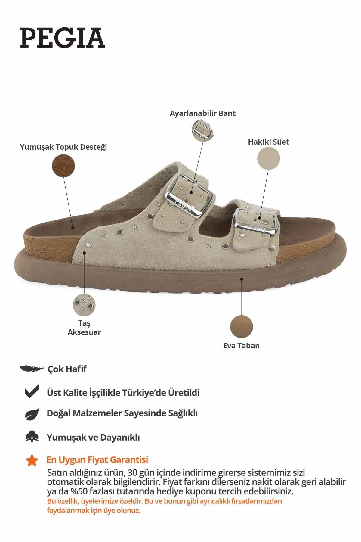 Zımbalı Süet Kadın Terlik 215557 Bej
