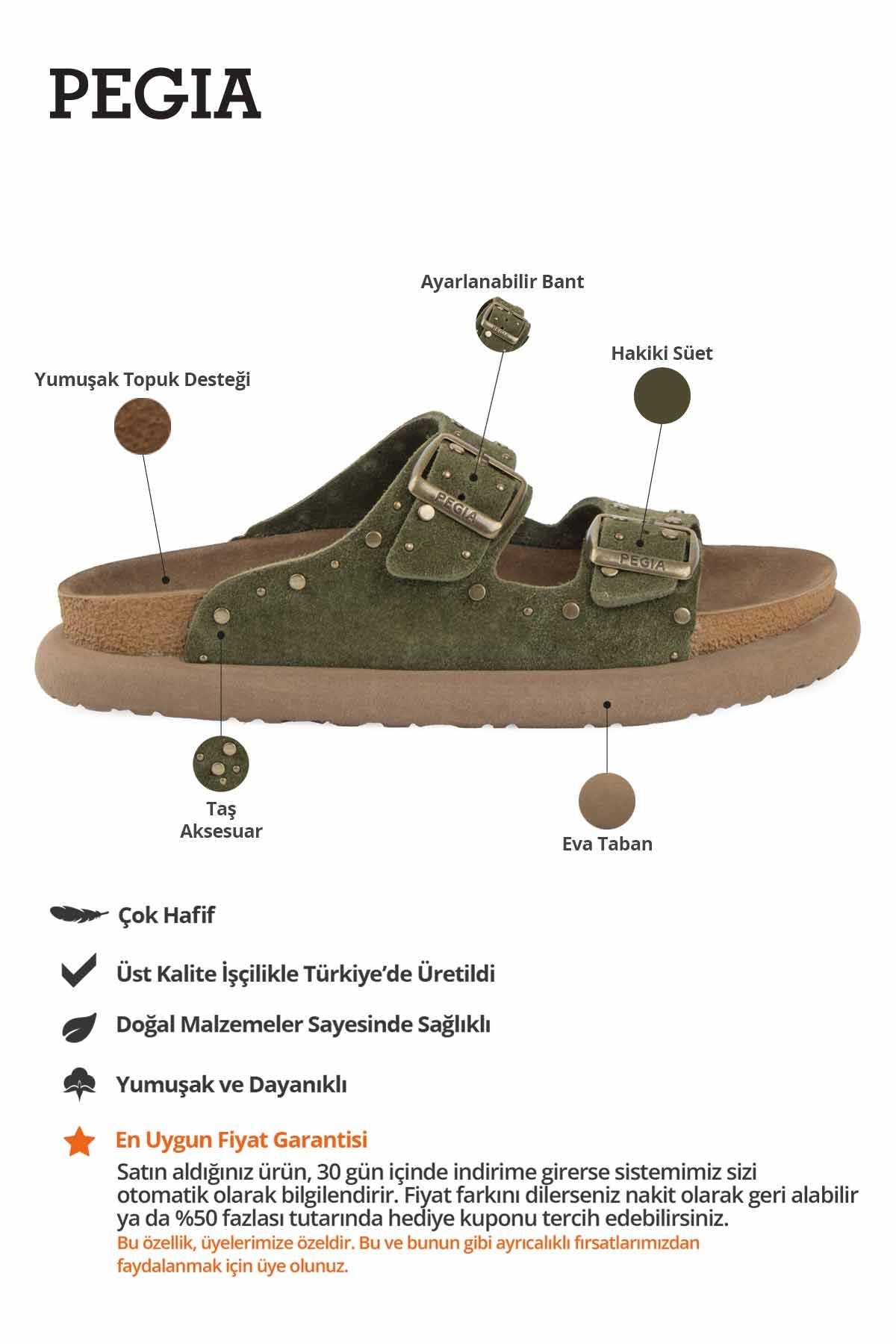 Zımbalı Süet Kadın Terlik 215557 Haki