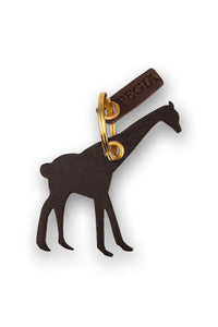 Giraffe Leather Keychain 25AN08 Brown