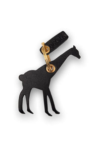 Giraffe Leather Keychain 25AN08 Black